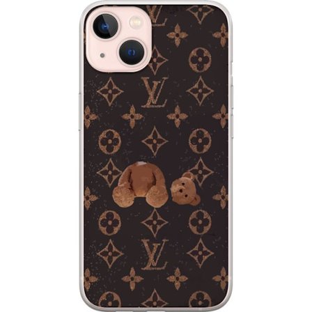 Kompatibelt Mobildeksel til Apple Apple iPhone 13 mini Luksuriøst monogramsmønster med ødelagt teddybjørn i mørk moteestetikk