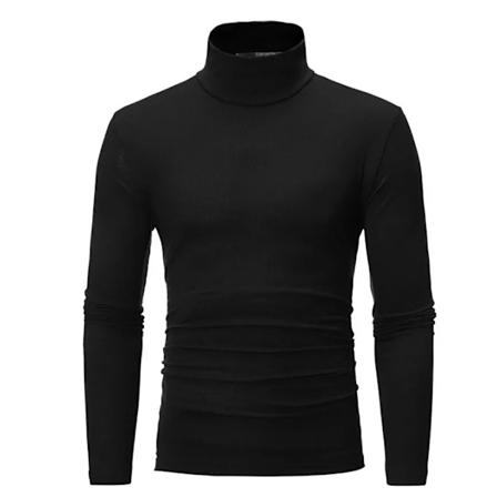 Langærmet T-shirt Termisk Underundertøj Topper Mænd Vintertøj Termisk Skjorte Efterår Mænds Vinterstrømper Høj Hals Tynd Slim Fit Style3 Black XXXL