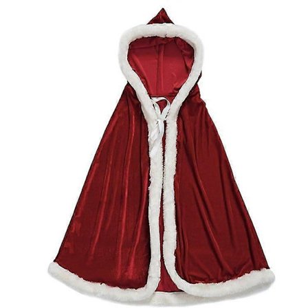 Christmas Cape Cosplay Costume for Women, Christmas Party Cape, Festive Fancy Dress Costume, Red Santa Cape Costume for Christmas Celebration