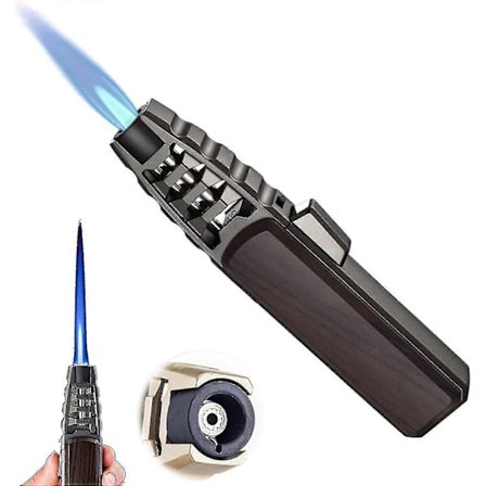 Lightere, Brightfire Genopladelig Torch Lighter, Bright Fire Lighter Genopladelig, Vindtæt Lige Torch Blå Flamme Lighter Sort