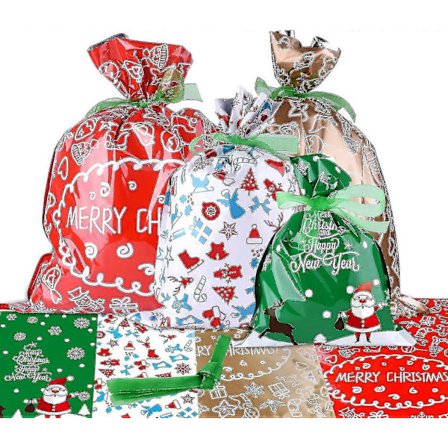 Julegaveposer Gaveindpakning Blandede Gavestile Poser Med Bånd Til Juleindpakning Af Gaver A