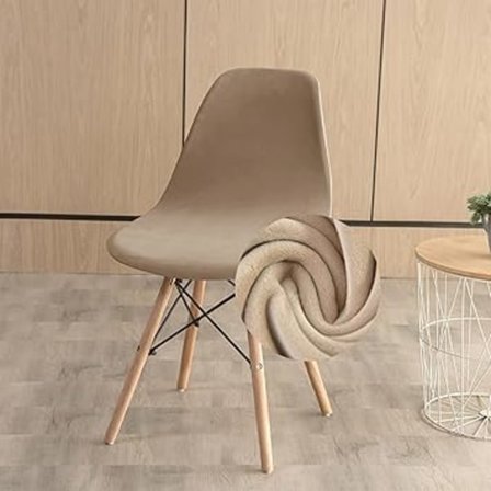 (Beige, 1 st) Skandinaviska stolsöverdrag stretch sammet lyx