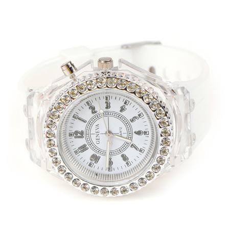 Flash Luminous Personlig Strass Led Watch Jellies Light