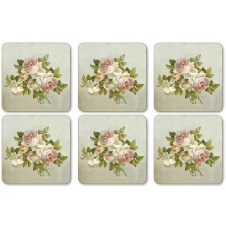 Pimpernel Antique Rose Glassunderlag 6-pack' - 'Floral print