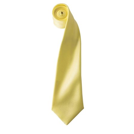 Premier Mens Plain Satin Tie (Narrow Blade) One Size Lemon