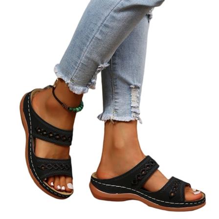 Sandaler Kvinnor Dressy Sommar Ortotic Flip Flops för Kvinnor Öppna Peep Toe Solid Color Walking 39 black