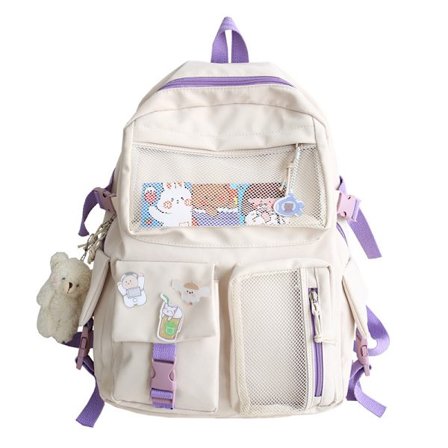 Kawaii skolesekk, søt hvit skolesekk, Kawaii tilbehør, Bro