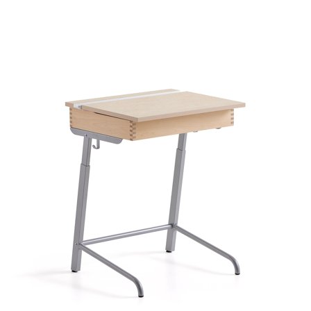 School desk AXIOM, sound absorbing linoleum, anthracite grey/beige