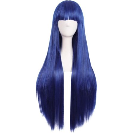 32 tommer 80 cm Lang Rett Anime Kostyme Cosplay Parykk Festparykk (Mørkeblå/Svart)