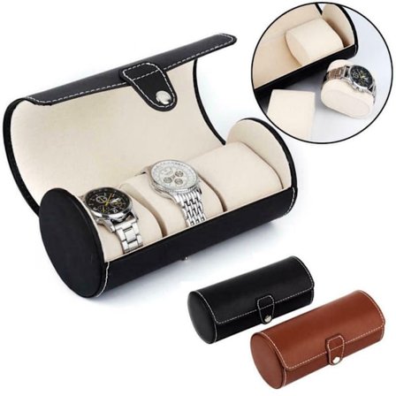 3 Slot Watch Box Resor PU Läder Roll Case Smycken Förvaring