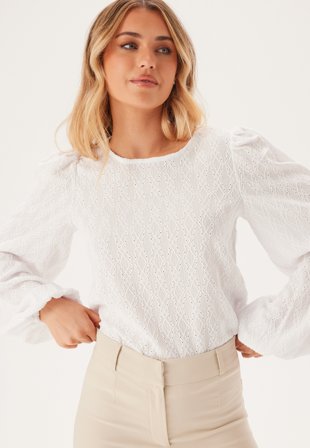 Bubbleroom - Puff Sleeve Top - White - Kläder