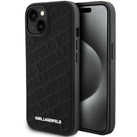 Karl Lagerfeld Quiltat K-mönsterfodral för iPhone 15 - svart