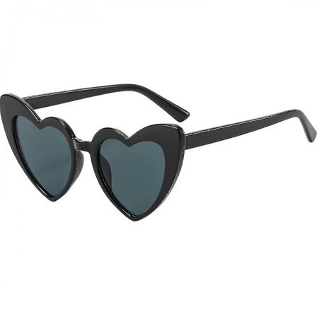 Svarte hjerteformede solbriller for kvinner, trendy søte hjertebriller