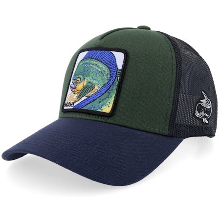 Skillfish - Grønn trucker Caps - Mahi Mahi Sport Fishing Green/Black/Navy A-frame A-frame Trucker @ Hatstore