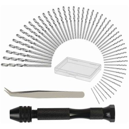Handborr med 48 st Mini Borr Twist (0.6-3mm) Manuell Borr Verktyg För DIY Borrning