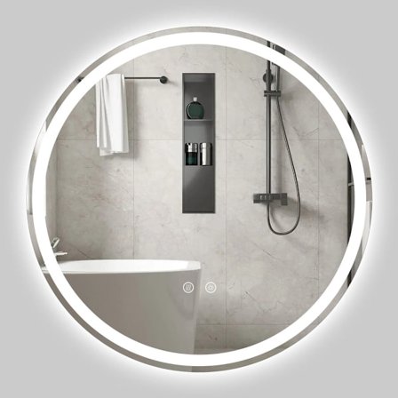 Rundt LED-badeværelsesspejl, 70 cm, justerbar lysstyrke