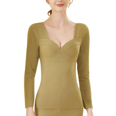 Kvinnor Thermal Långärmad V-hals Enfärgad Skjorta