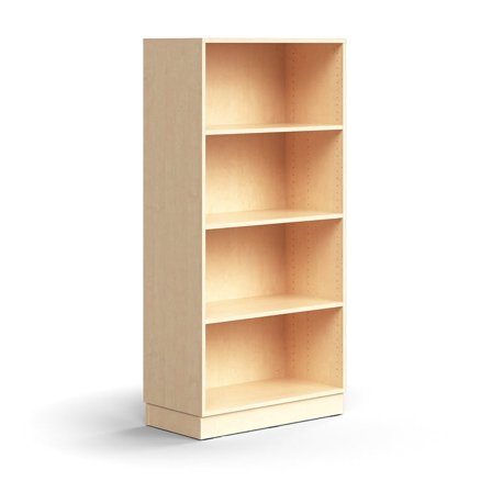 Bookcase QBUS, 3 shelves, base frame, 1636x800x400 mm, birch
