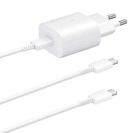 USB-C-laddare 25W - e.f.connection - Note 10/10+/20 Ultra - Kabel 1M - Vit - Snabb PD