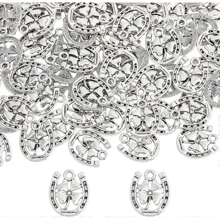 1 Eske 100 stk. Hestesko-smykker Hestesko-smykke Bulk Tibetansk Legering Western Cowboy Love U Bryllup Lykke-smykke for Smykkelaging Smykker Halskjede