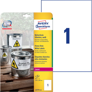 Etikett Hvit 210x297 mm