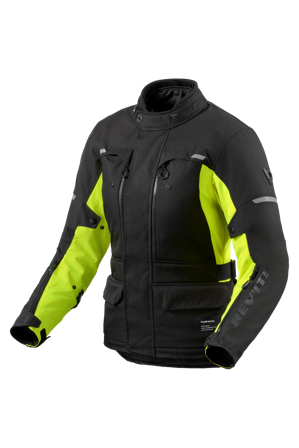 Motorradjacke REV'IT! Outback 5 H2O Damen Schwarz-Neon-Gelb 36