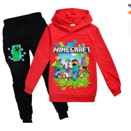 Barn Minecraft træningsoverall sæt Sport Hoodie Bukser Casual outfit rød red 170cm