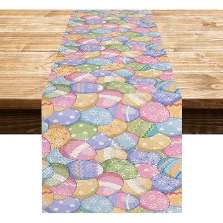 Påskduk 72 tum lång, påskduk i säckväv, linned färgglad ägg rektangulär duk, perfekt påskbordsdekoration heminredning (13*72)