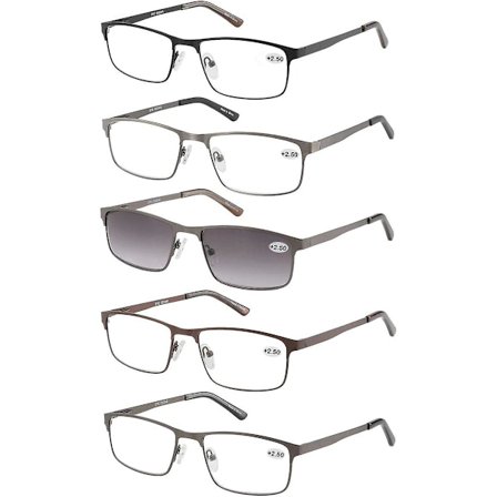 5-pak Læsebriller Mænd Metalstel Rektangulær Stil Rustfrit Stål Materiale