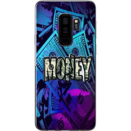 Kompatibel Mobilcover til Samsung Galaxy S9+ Penge motiv dollar sedler blå og lilla farvetema med stort money tema perfekt til luksus økonomi og grafi