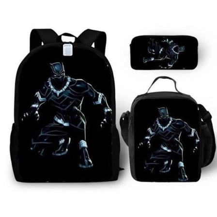 MTOWSUC Black Panther Rygsæk 3D Print 16 tommer Skolesæt 3 Dele-X43-