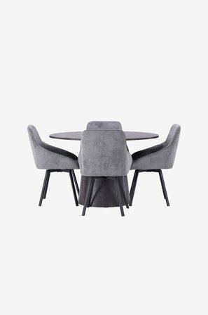 Venture Home - Matgrupp Lanzo med 4st stolar Rosie - Svart - Matgrupp 4 personer - Från Homeroom