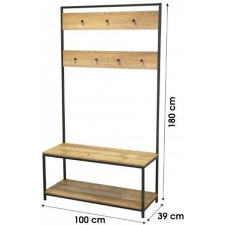 3 in 1 -suuri naulakko 2 hyllyllä, kenkätilaa, eteistila - 100 x 39 x K.180 cm