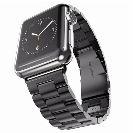 Apple Watch 44mm (4) - Elegant Länk I Rostfritt Stål Svart