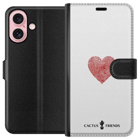 Kompatibelt Plånboksfodral till Apple Apple iPhone 16 Cactus and Friends - Fingerprint Love
