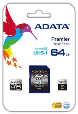 ADATA Premier UHS-I - flashminnekort - 64 GB - SDXC UHS-I