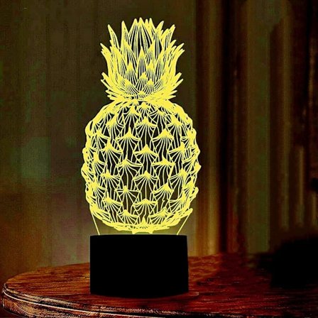 Ananas nattlys, Rquite Ananas nattlampe for barnerom, 3D optisk illusjonslampe med berøringsbryter