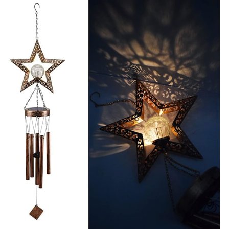 Stjärnformade vindklockor solcellslampor - Drivna LED-stjärnlampor lyser upp natten