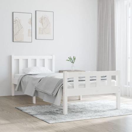Vidaxl Sängram Vit Massivt Trä 90x190 Cm 3ft Vit