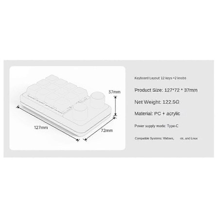 Knob Keyboard RGB Gaming Keypad Mekanisk Hotswap Macropad Programmering Makro Custom Svart