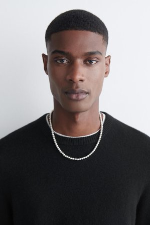 COS Men's Beaded Necklace in Silver-coloured