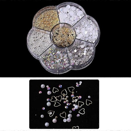 DIY Nagelset Nagelkonst Smycken Berlocker Nagelglitter Dekaler Kit AB Nagel Kristaller