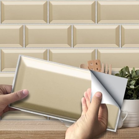 20X10cm 27 kpl kuori ja liimaa siirtotarrat laatoille, itseliimautuvat vedenkestävät PVC-laattatarrat backsplash kodin keittiön sisustukseen, beige 