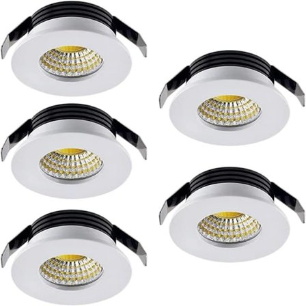 5-pakka 3W LED Upotetut kohdevalot, LED Upotetut pienet kaapit Mini Spot Light Katto Downlight Kit Valaisin (Lämmin valkoinen)-XF5-