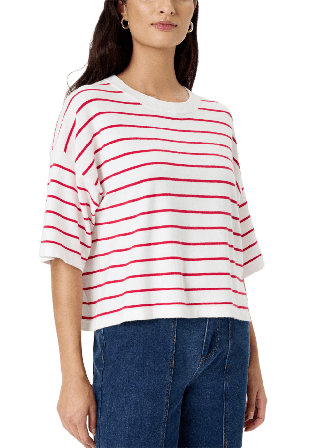 Soaked In Luxury Spina Boxy Pullover SS Sweater Tröjor Dam Vit S