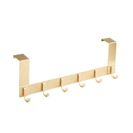 Dørkrog med 6 aluminiumskroge 35-45 mm tyk dør, stansfri - 13 cm - guld