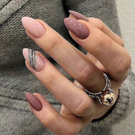 24 st Stiletto Lösnaglar Press On Matt Rosa Färg Leopard Färdig Produkt Bärbar