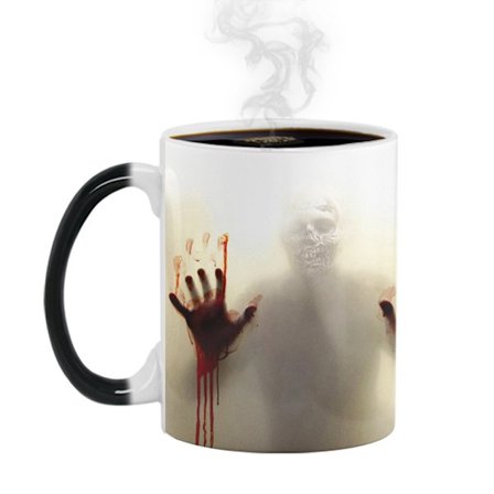 RU-Halloween Walking Deads färgskiftande mugg Keramisk kaffemugg Termisk tekopp Nyhetspresent
