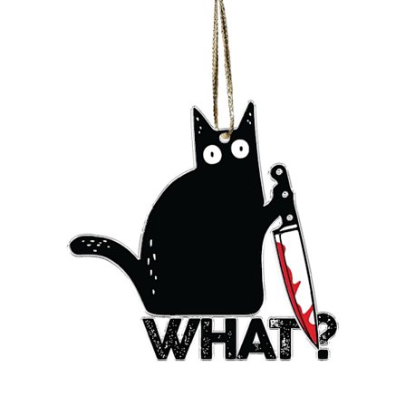 8 cm svart katt julgransprydnad - Julgransdekoration för katt - Julgranshänge (svart katt)