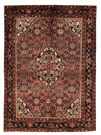 Tapis Hosseinabad 154X207 Noir/Rouge Foncé (Laine, Perse)